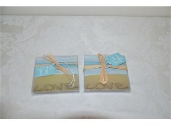 Summer Beach Theme Drink Glass Coasters (2 In Each Package) Total Of 4