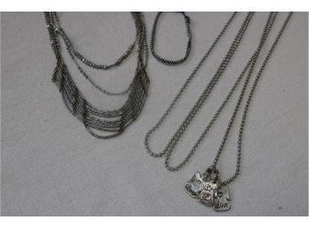 3 Costume Silver Chain Necklaces