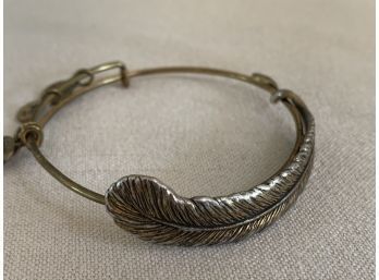 Alex And Ani Feather Bracelet In Antique Gold