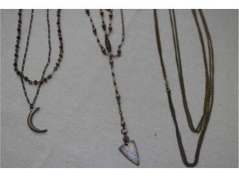 3 Long Layered Chain Necklaces