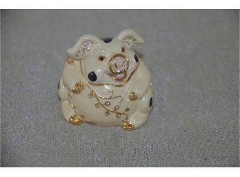 (#62) Pig Trinket Box Enamel With Jewel Accents Adorable Gift