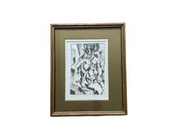 1954 Dated Abstracted Drawing Of Seated Women Dated 12.9.54 De Kooning Style