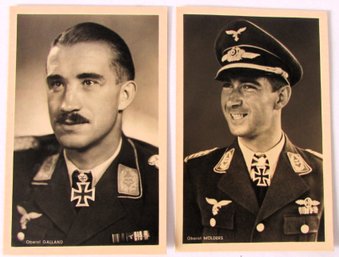 Two Ritterkreuztrager Or Knight's Cross Winner Postcards, Galland And Molders