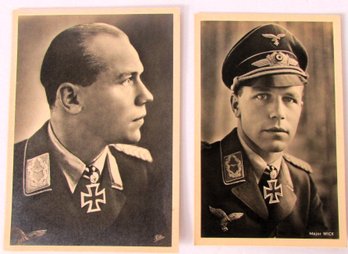 Two Ritterkreuztrager Or Knight's Cross Winner Postcards, Both Of Major Wick