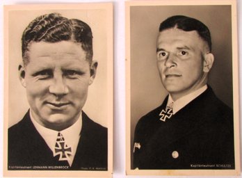Two Ritterkreuztrager Or Knight's Cross Winner Postcards, Lehmann-Willenbrock And Schultze.