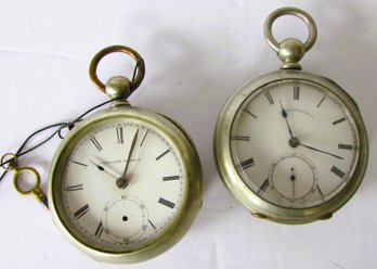 Two Silver Cased Pocket Watches By Elgin And William Ellery American Watch