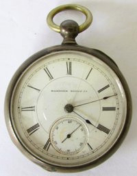 A Hampden Watch Company Pocket Watch In A Waltham Sterling Silver Case