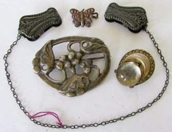 Group Of Sterling And Silver Pins And Items