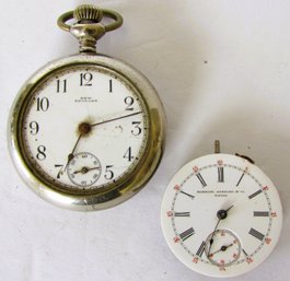 A 'new England' Pocket Watch In Silver Case Together With Works By Bigelow, Kennard Company