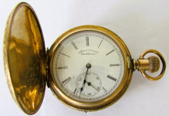 American Waltham Pocket Watch In Gold Plated Case