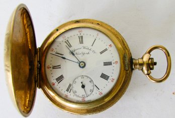 A Telefame Watch Company Pocket Watch In An Engraved Gold Case.