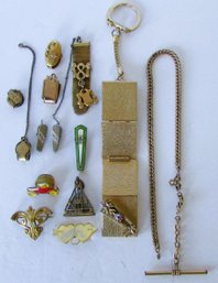 Group Of Assorted Watch Chains And Clasps
