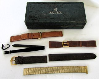 Group Of Assorted Watch Bands And Straps Together With A Rolex Box