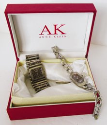 Two Sterling Cased Wrist Watches, Anne Klein With Box And Ecclissi