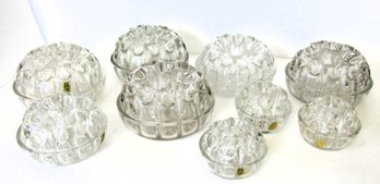 Group Of Nine Crystal French Flower Frogs By VMC Reims