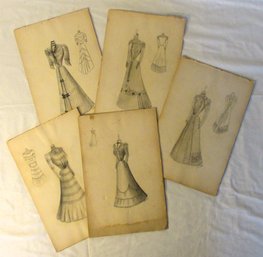 A Collection Of 31 Original Fashion Sketches Of Gowns.