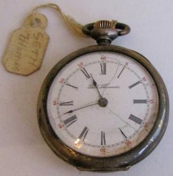 A Seth Thomas Pocket Watch In An Engraved Sterling Case.