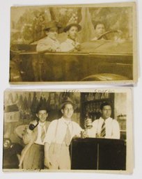 Two Photo-Postcards Of Three Gentlemen Hanging Out At Coney Island, 1941