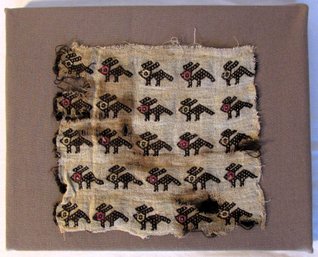 Early Woven Textile Fragment Mounted To A Backing, Possibly Early South American