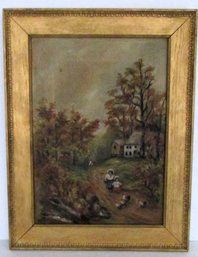 A Victorian Era Oil On Canvas Landscape.