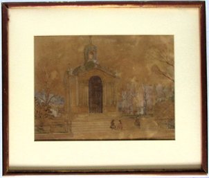 Hans Gotzinger, A Pen And Watercolor Of A Church