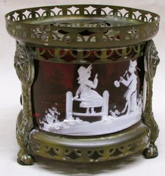 Mary Gregory Hand Painted Fairy Lamp Or Lamp Base With Original Burner.
