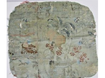French Chinoiserie 18th Century Silk Fragment