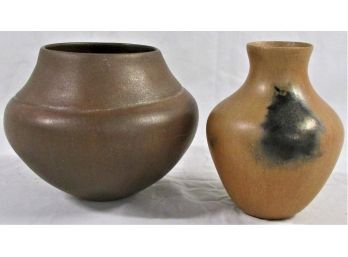 2 Signed Edna Romero Taos Pueblo Pottery Vases