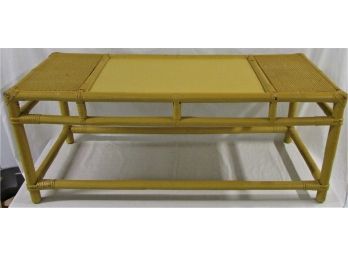 Yellow Painted Wicker Coffee Table