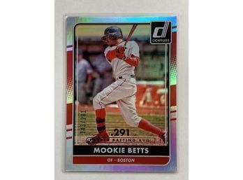 2016 Panini Donruss Mookie Betts Career Batting Avg. #118 Numbered 243/291 Baseball Trading Card
