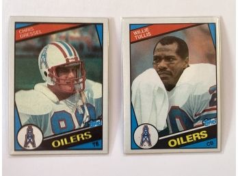 1984 Topps Houston Oilers Chris Dressell #78 & Willie Tullis #83 Football Trading Cards