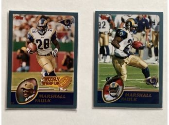 2003 Topps Marshall Faulk #275 & Weekly Wrap Up #297 Football Trading Cards