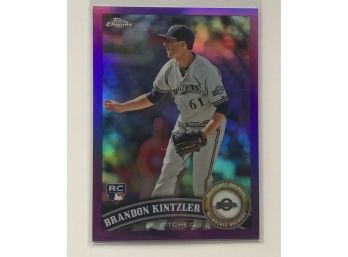 2011 Topps Chrome Purple Refractor Brandon Kintzler #206 Numbered 091/499 Baseball Trading Card