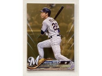 2018 Topps Update Series Christian Yelich #US248 Gold Numbered 1392/2018 Baseball Trading Card