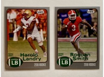 2018 Sage Hit Silver LB College Football Trading Cards Roquan Smith #76 & Harold Landry #77
