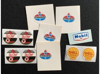 Miniature Vintage/Retro Style Gasoline Stickers (Mobil, Standard, Shell & Sky Chief)