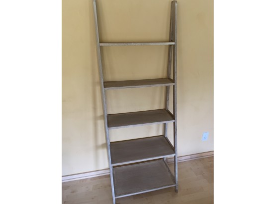 Gray Washed Five-Tiered Tapered Ladder Shelf
