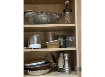 Everything In Kitchen Cabinet (Food Processor, Chopper, Strainer, Baking Items & More)