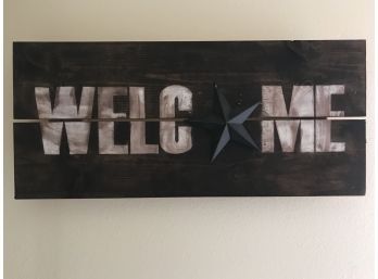 Rustic Wood WELCOME Wall Sign/Decor With Metal Star