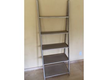 Gray Washed Five-Tiered Tapered Ladder Shelf