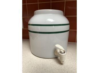 Green Striped Crock/Ceramic Water Dispenser
