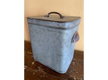 Antique Galvanized Metal Tin/Cannister With Lid-9' Height