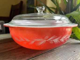 Pyrex Holiday Promo Pinecone Bowl W Lid