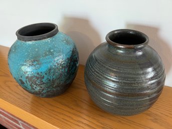 2 Marked Pottery Vases