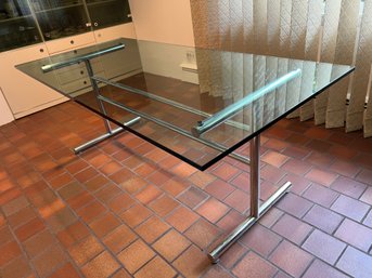 Mid Century Modern Glass And Chrome Dinning Room Table