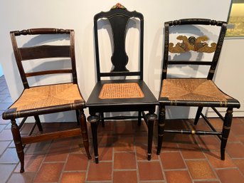Lot Of 3 Vintage Rush/Cane Chairs