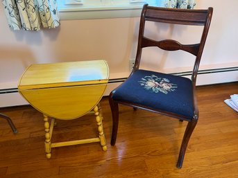 Vintage Yellow Drop Leaf Table And Chair Lot