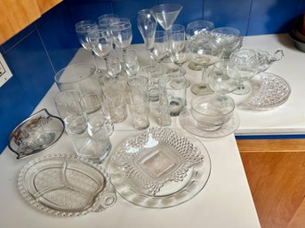 Large Clear Glassware Lot