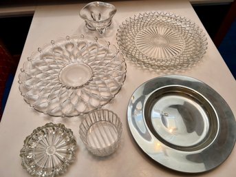 Glassware & Platter Hostess Set Lot