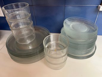 Clear Glass Plate & Bowl Lot 0f 48 Pieces